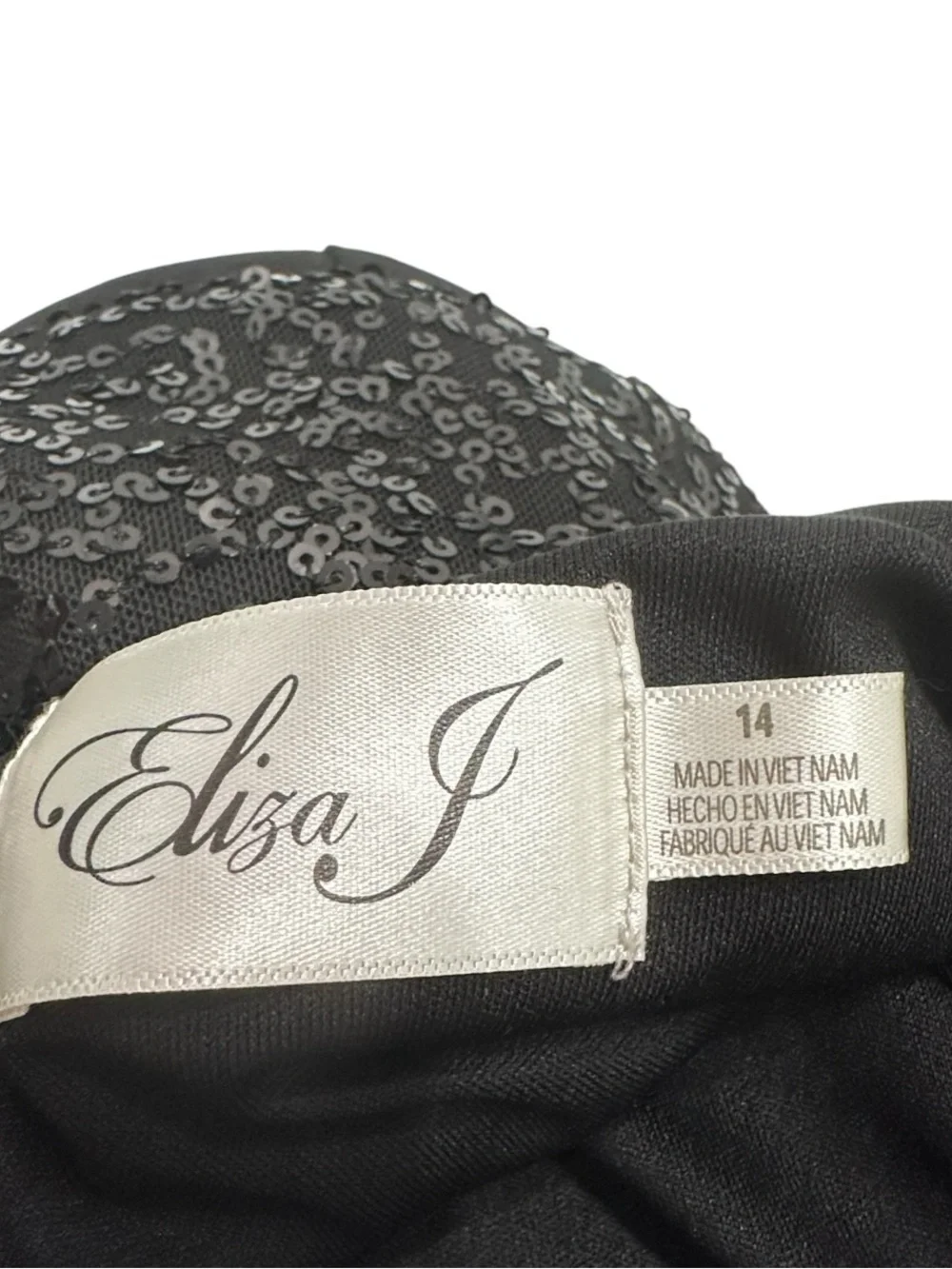 Eliza J One Shoulder Sequin Bodice Scuba Crepe Gown Black Size 14 Red Carpet - Picture 7 of 9